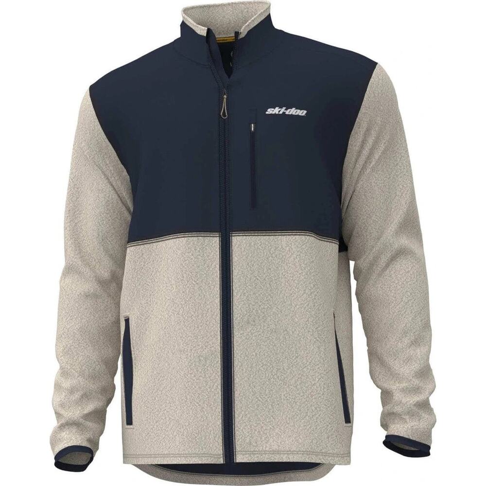 Ski-Doo Men's Large Teddy Fleece Full-Zip Jacket Ivory Navy Winter Coat